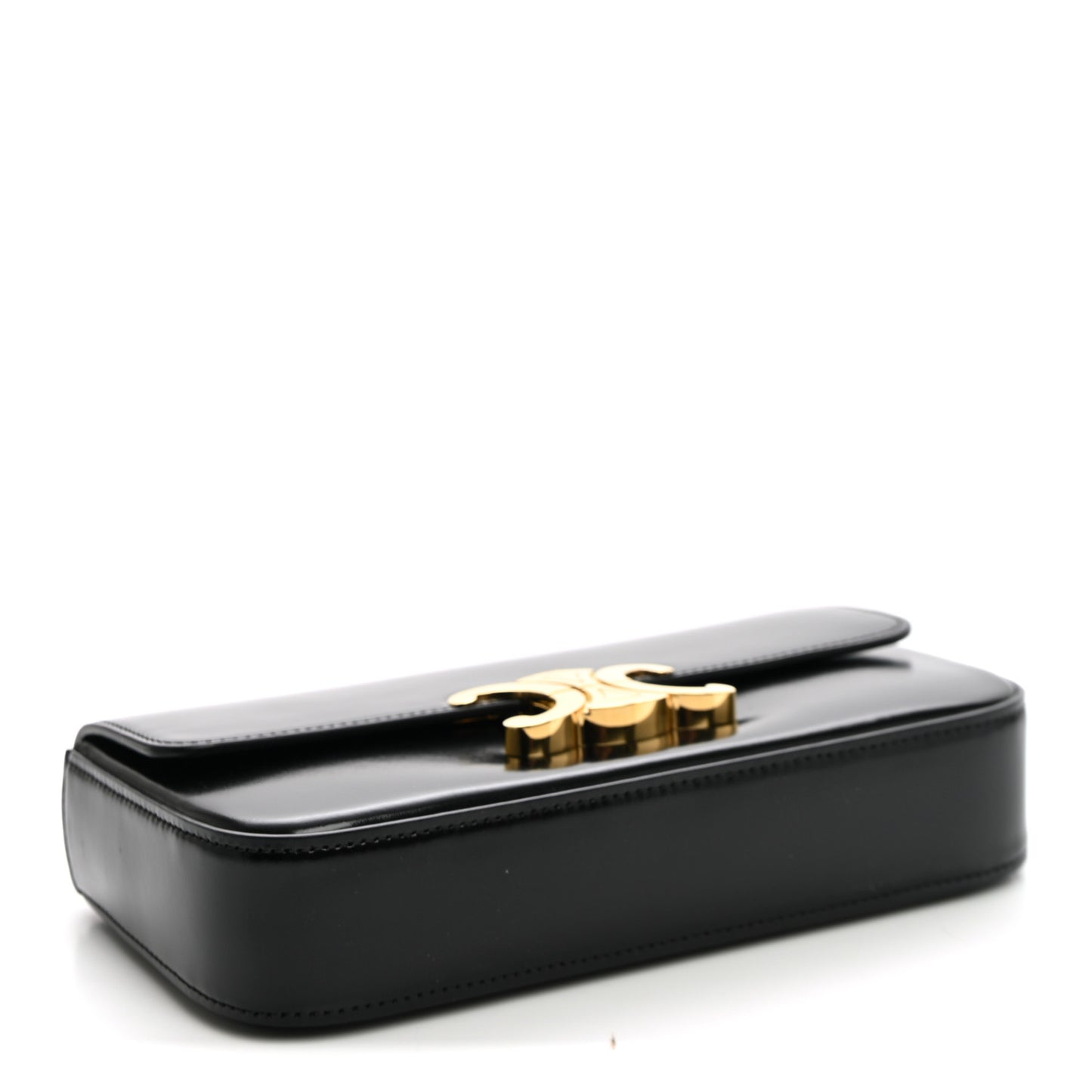 Shiny Calfskin Triomphe Chain Shoulder Bag Black