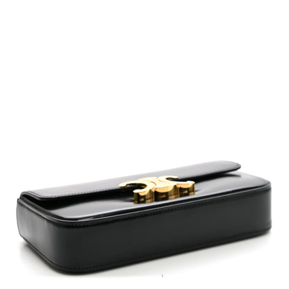 Celine Shiny Calfskin Triomphe Chain Shoulder Bag Black 3 of 9