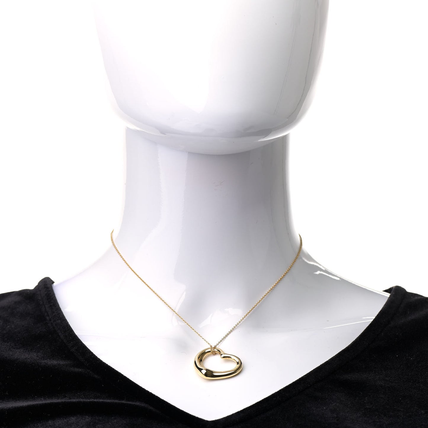 18K Yellow Gold 27mm Elsa Peretti Open Heart Pendant Necklace