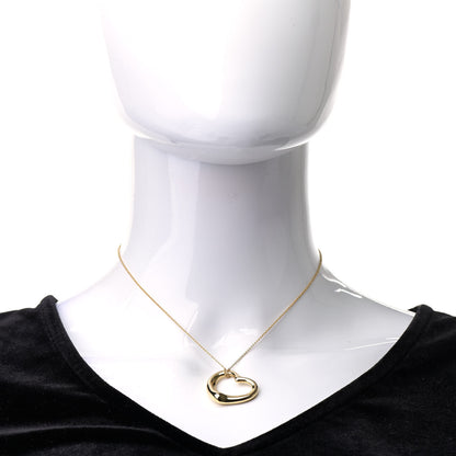 Tiffany 18K Yellow Gold 27mm Elsa Peretti Open Heart Pendant Necklace 2 of 7