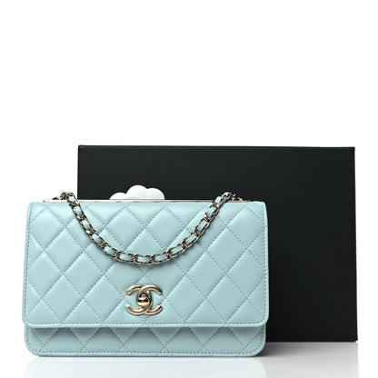 Chanel Lambskin Quilted Trendy CC Wallet On Chain WOC Light Blue 11 of 11