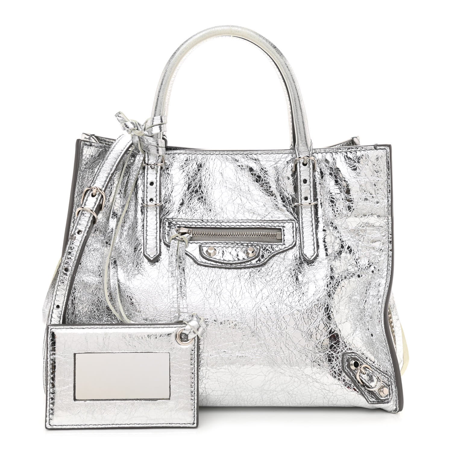 Balenciaga Metallic Calfskin Papier Mini A4 Tote Silver 1 of 11