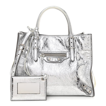 Balenciaga Metallic Calfskin Papier Mini A4 Tote Silver 1 of 11