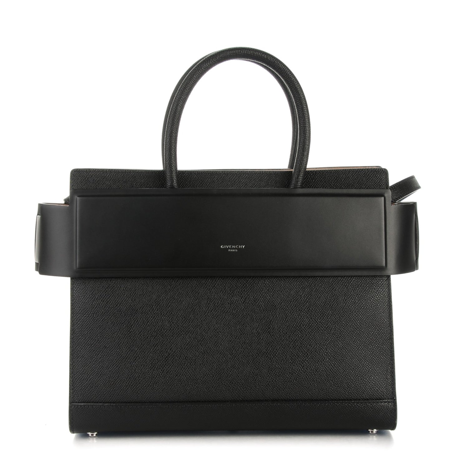 Grained Calfskin Small Horizon Satchel Black