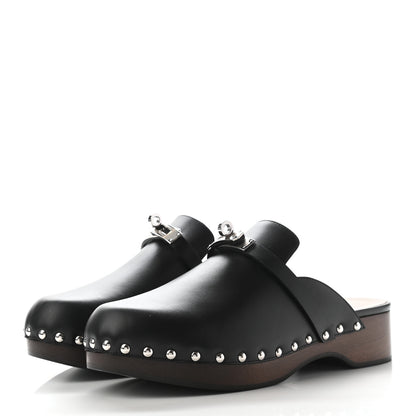 Hermes Calfskin Carlotta Mules 38 Black 3 of 7
