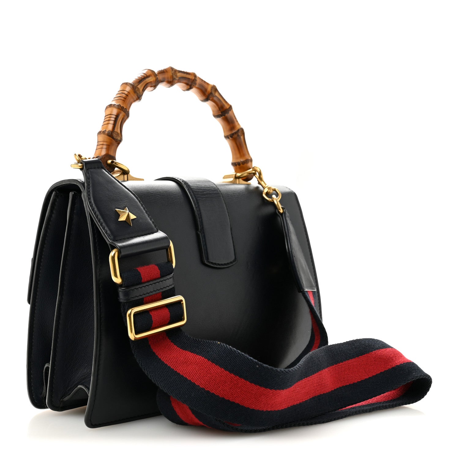 Gucci Moon Calfskin Bamboo Web Medium Dionysus Top Handle Bag Blue Emerald Hibiscus Red 3 of 13