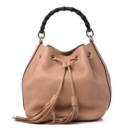 Gucci Pebbled Calfskin Miss Bamboo Bucket Bag Camelia 1 of 13