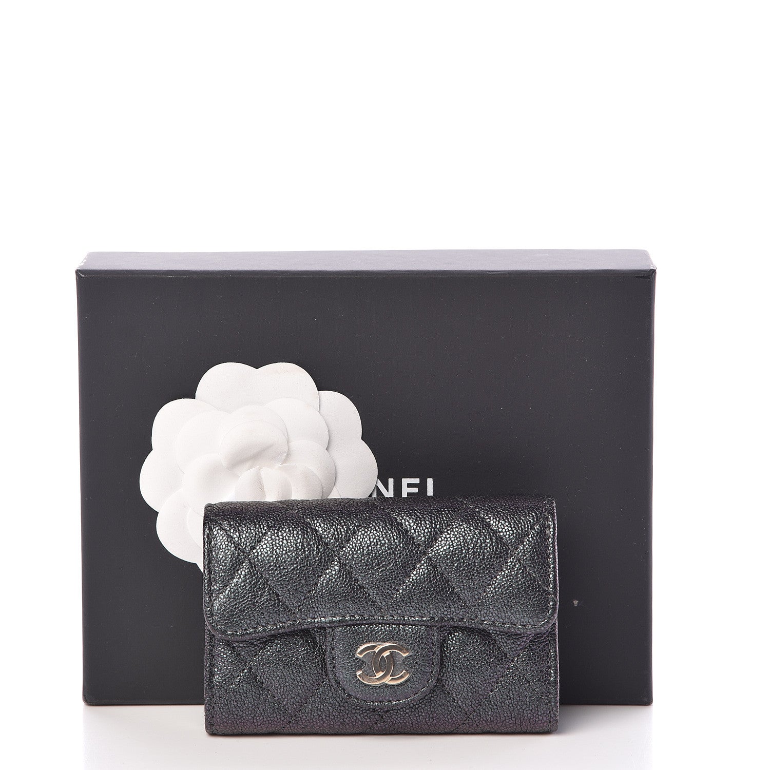Chanel Iridescent Caviar Quilted Classic 4 Key Holder Wallet Black 10 of 10