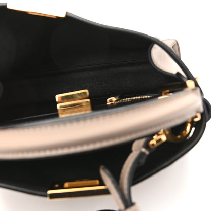 Fendi Vitello Tahiti Burro Medium Peekaboo Iconic Essentially Satchel Tortora Black 6 of 10