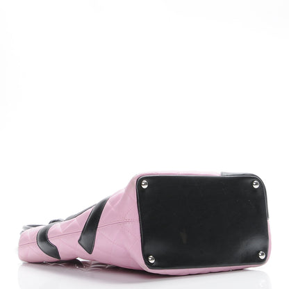 Chanel Calfskin Quilted Medium Cambon Tote Pink Black 4 of 12