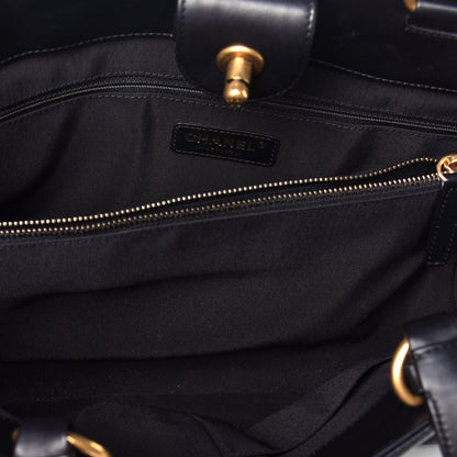 Chanel Calfskin Quilted Boy Shopping Tote Black 5 of 8
