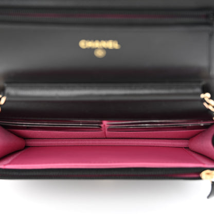 Chanel Goatskin Quilted Timeless CC Wallet On Chain WOC Black 5 of 13