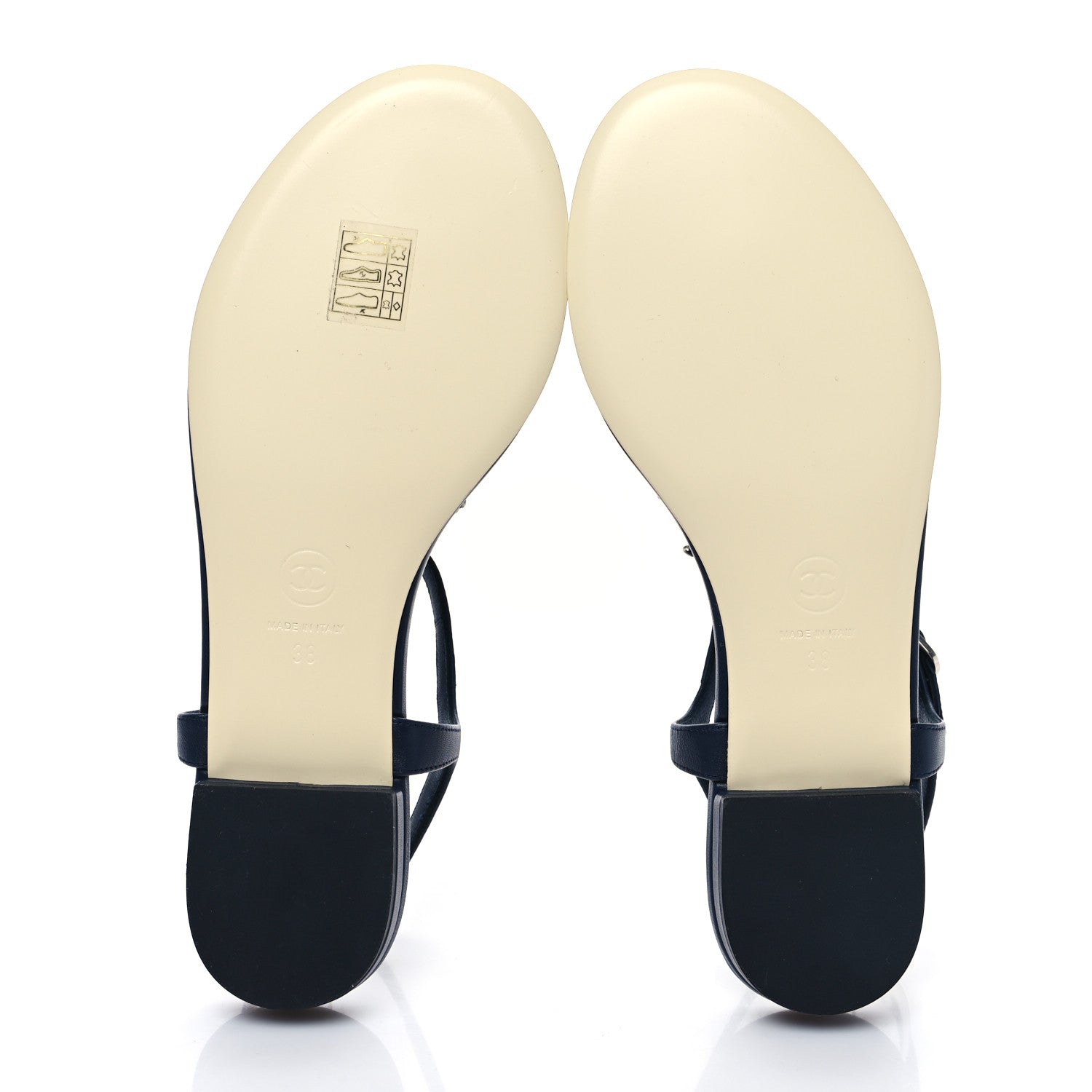 Chanel Lambskin CC Chain Thong Sandals 38 Navy 5 of 7