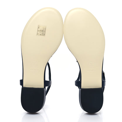 Chanel Lambskin CC Chain Thong Sandals 38 Navy 5 of 7