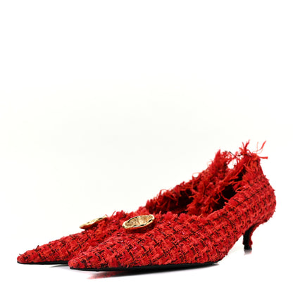 Balenciaga Tweed Point Toe Pumps 41 Crimson Red 3 of 7