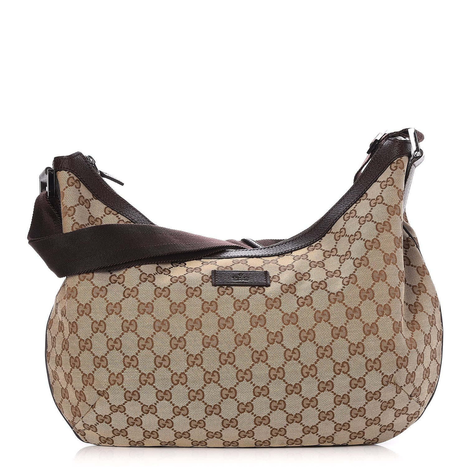 Gucci Monogram Medium Half Moon Hobo Dark Brown 1 of 7