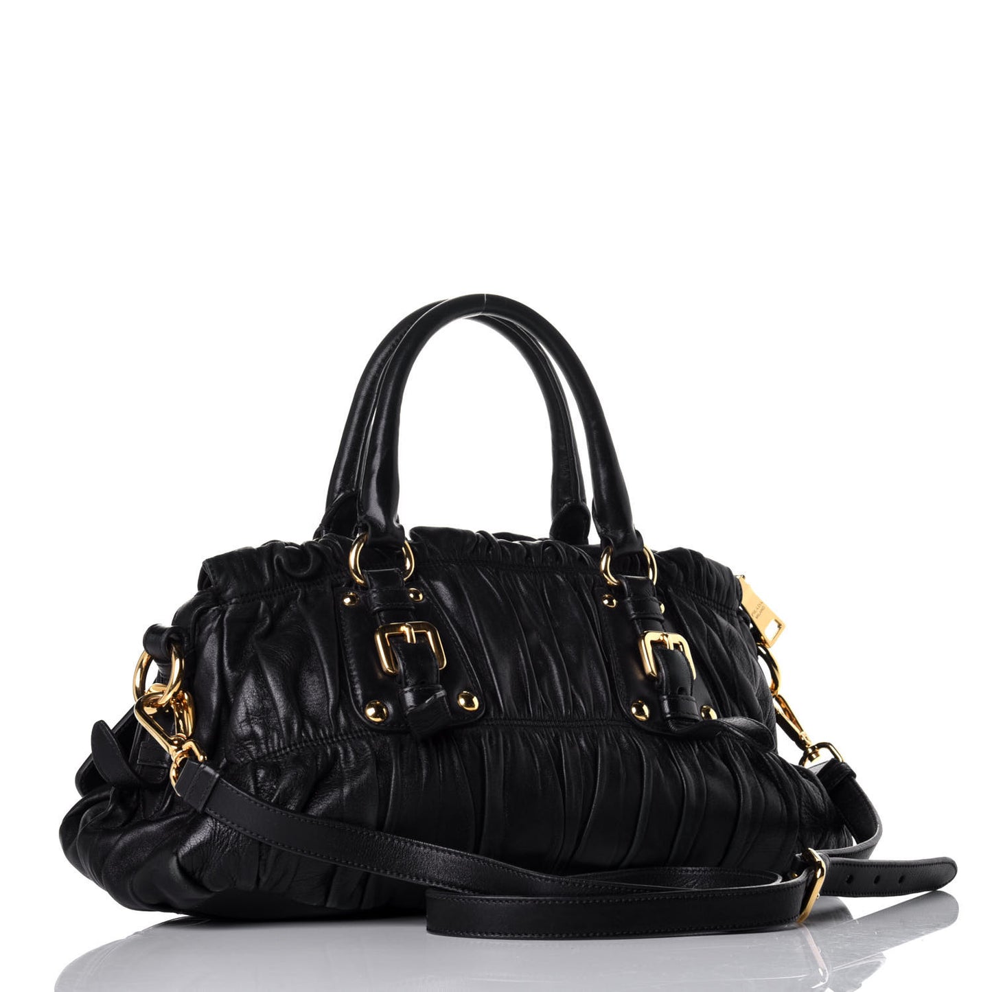 Nappa Gaufre Shopping Satchel Black