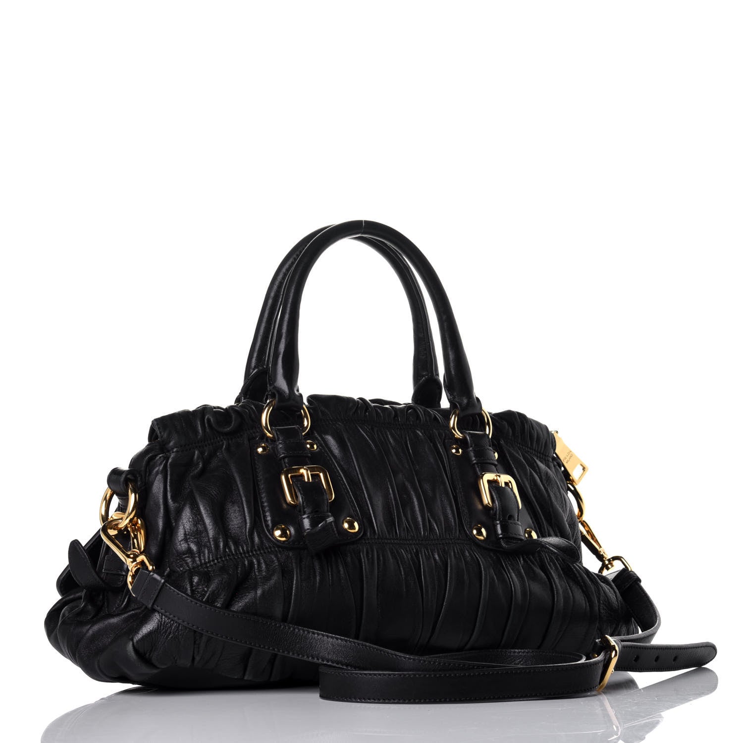 Prada Nappa Gaufre Shopping Satchel Black 4 of 10