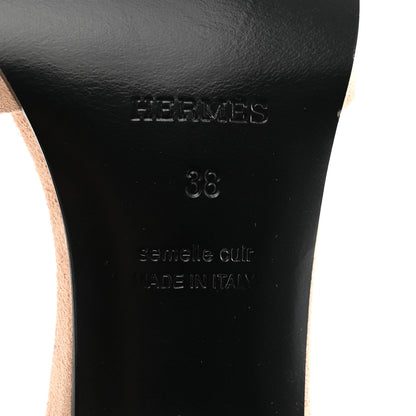 Hermes Suede Goatskin Giny 55 Sandals 38 Nude 7 of 11