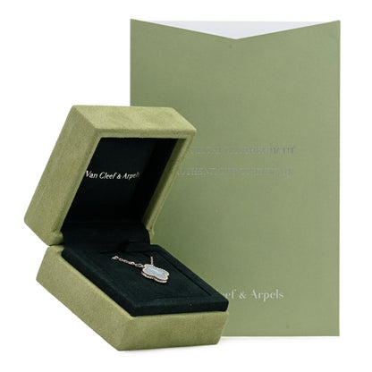 Van Cleef & Arpels 18K White Gold Chalcedony Vintage Alhambra Pendant Necklace 6 of 6