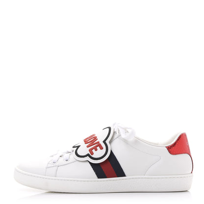 Gucci Calfskin Ayers Blind For Love Embroidered Womens Ace Sneakers 39.5 White 1 of 11