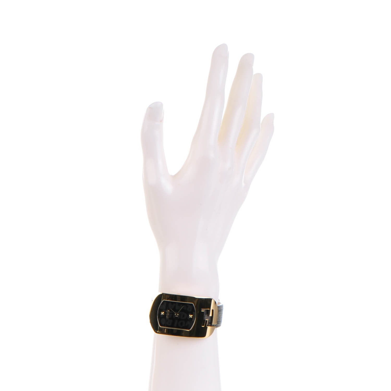 Fendi Stainless Steel Calfskin Diamond 29mm Chameleon Graffiti Quartz Watch Black 2 of 10