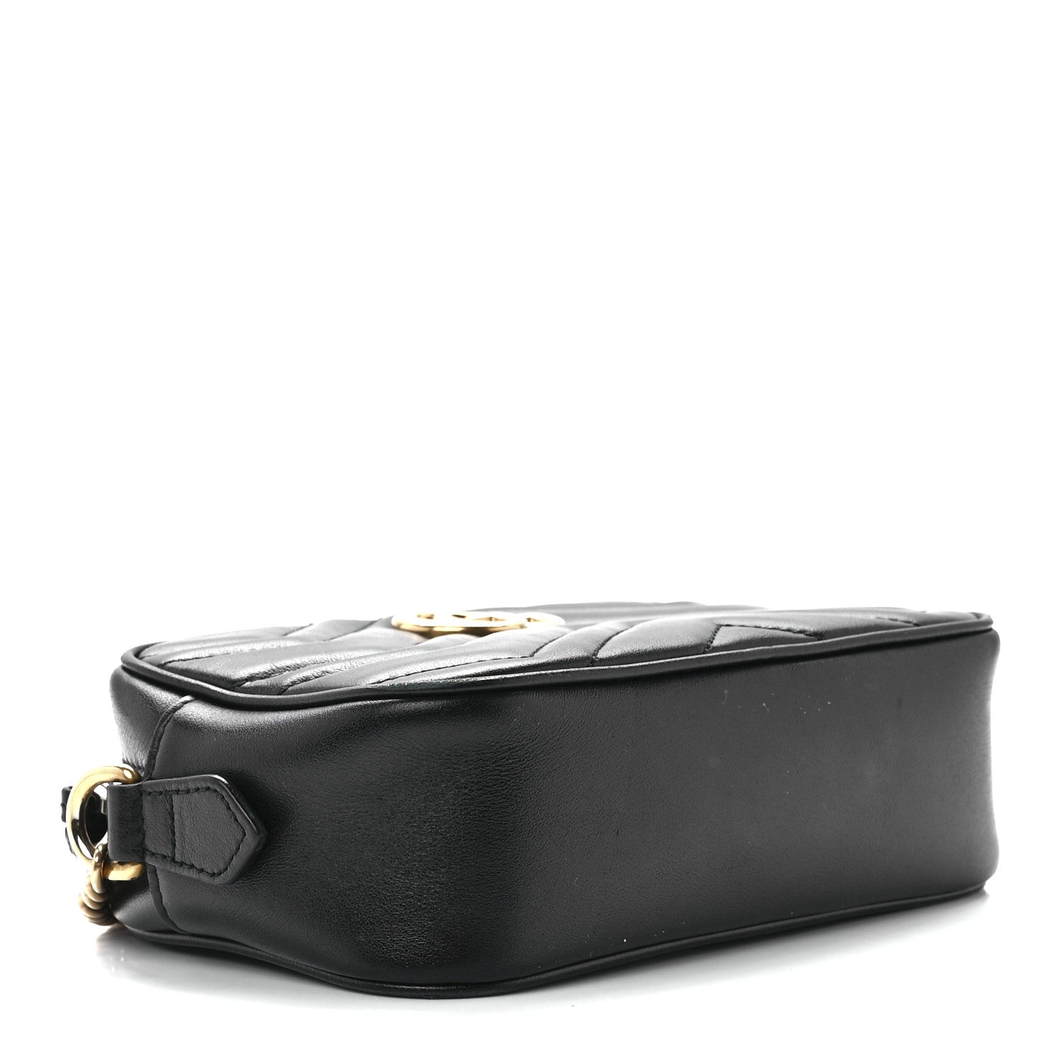 Gucci Calfskin Matelasse Mini GG Marmont Chain Shoulder Bag Black 4 of 15