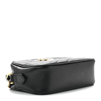Gucci Calfskin Matelasse Mini GG Marmont Chain Shoulder Bag Black 4 of 15