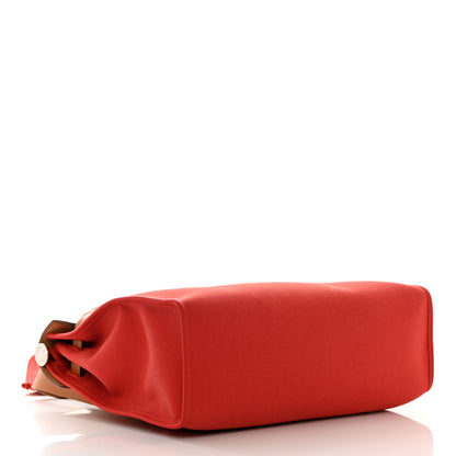 Hermes Vache Hunter Toile Herbag Zip 31 PM Rouge Tomate Natural 5 of 13