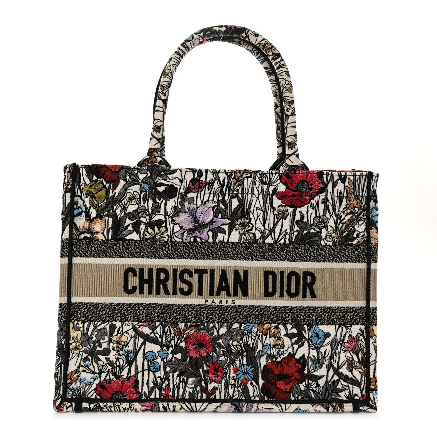Christian Dior Canvas Embroidered Medium Mille Fleurs Book Tote Multicolor 1 of 9