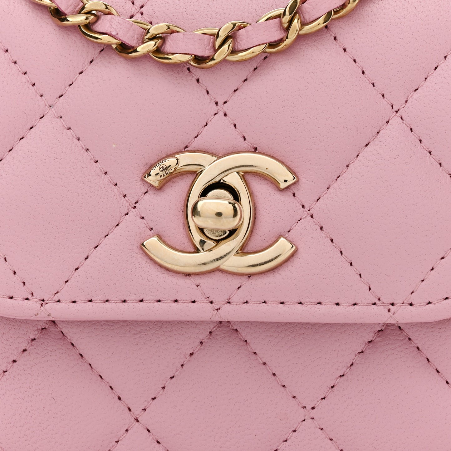 Lambskin Quilted Mini Trendy CC Clutch With Chain Pink