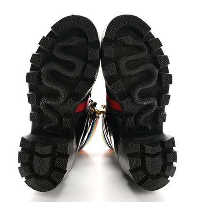 Gucci Calfskin Rainbow Trip Lace Up Combat Boots 36.5 Black 5 of 12