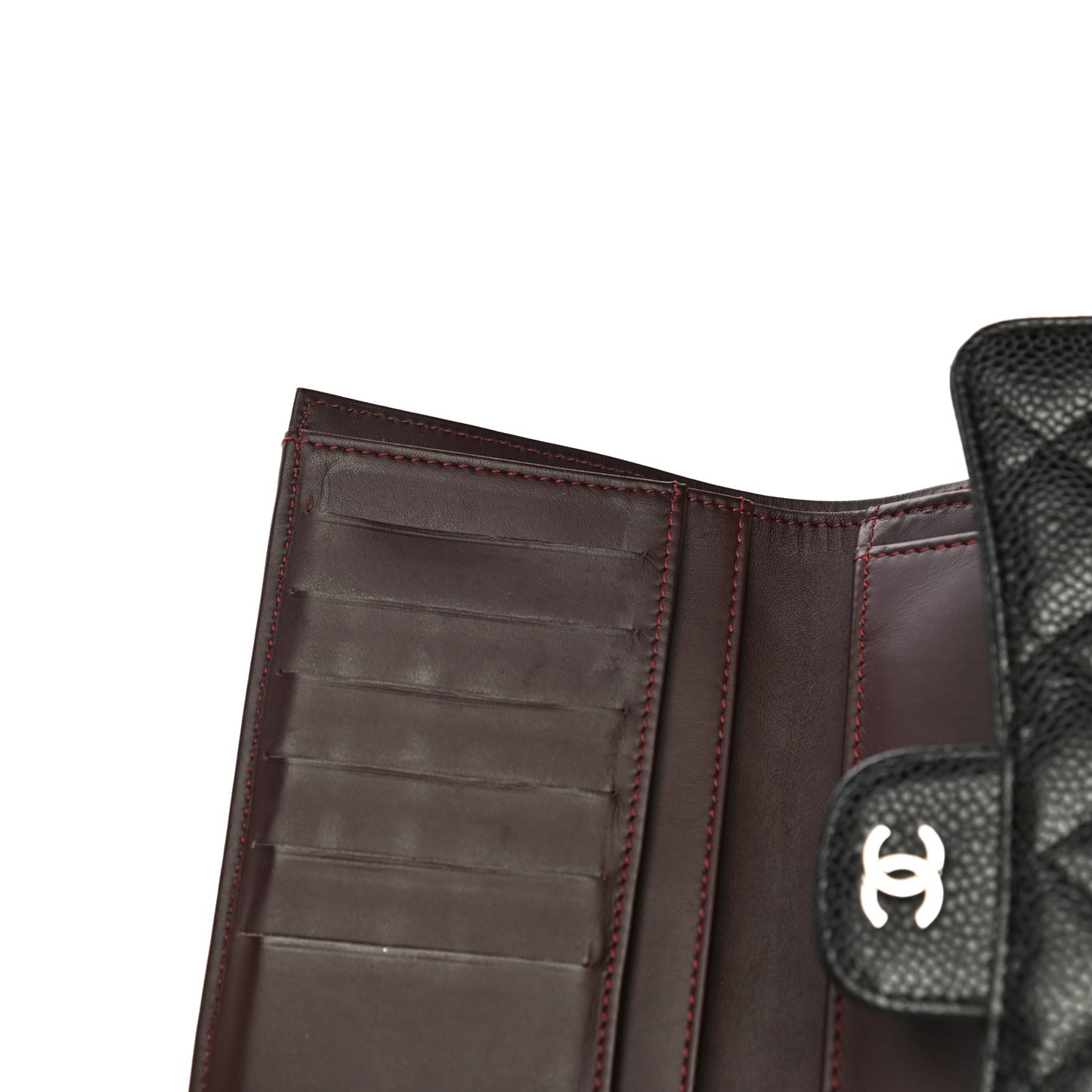 Caviar Quilted Long Flap Wallet Black