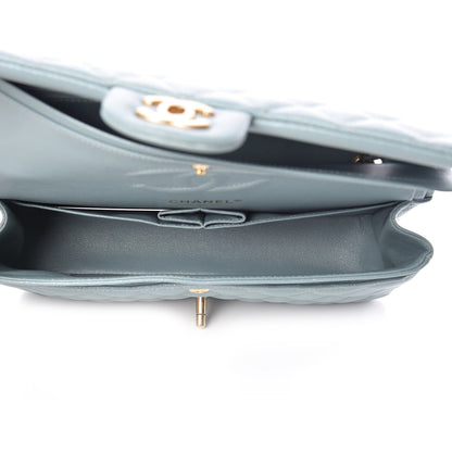 Chanel Iridescent Caviar Quilted Medium Double Flap Light Blue 5 of 13