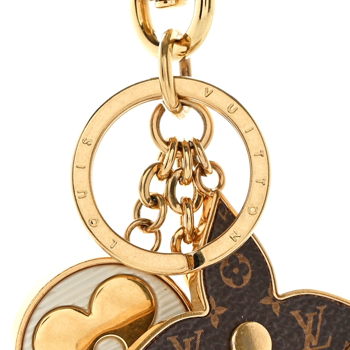 Metal Monogram Epi Spring Street Bag Charm Key Holder Gold