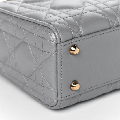 Christian Dior Metallic Lambskin Cannage Mini Lady Dior Grey 10 of 12