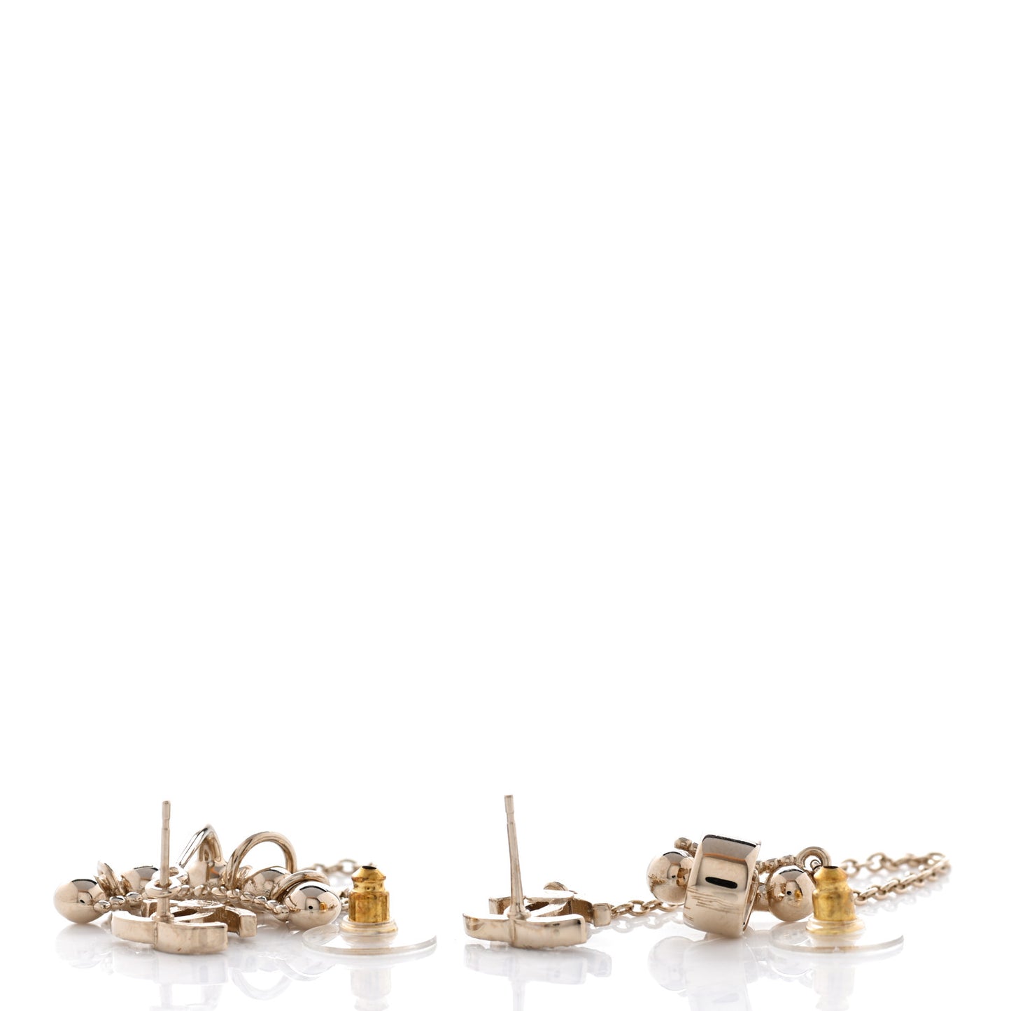 Metal Crystal CC Chain Cuff Earrings Gold