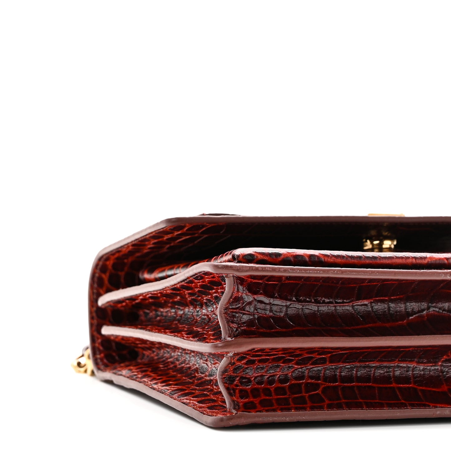 Calfskin Crocodile Embossed Medium Monogram Sunset  Amber