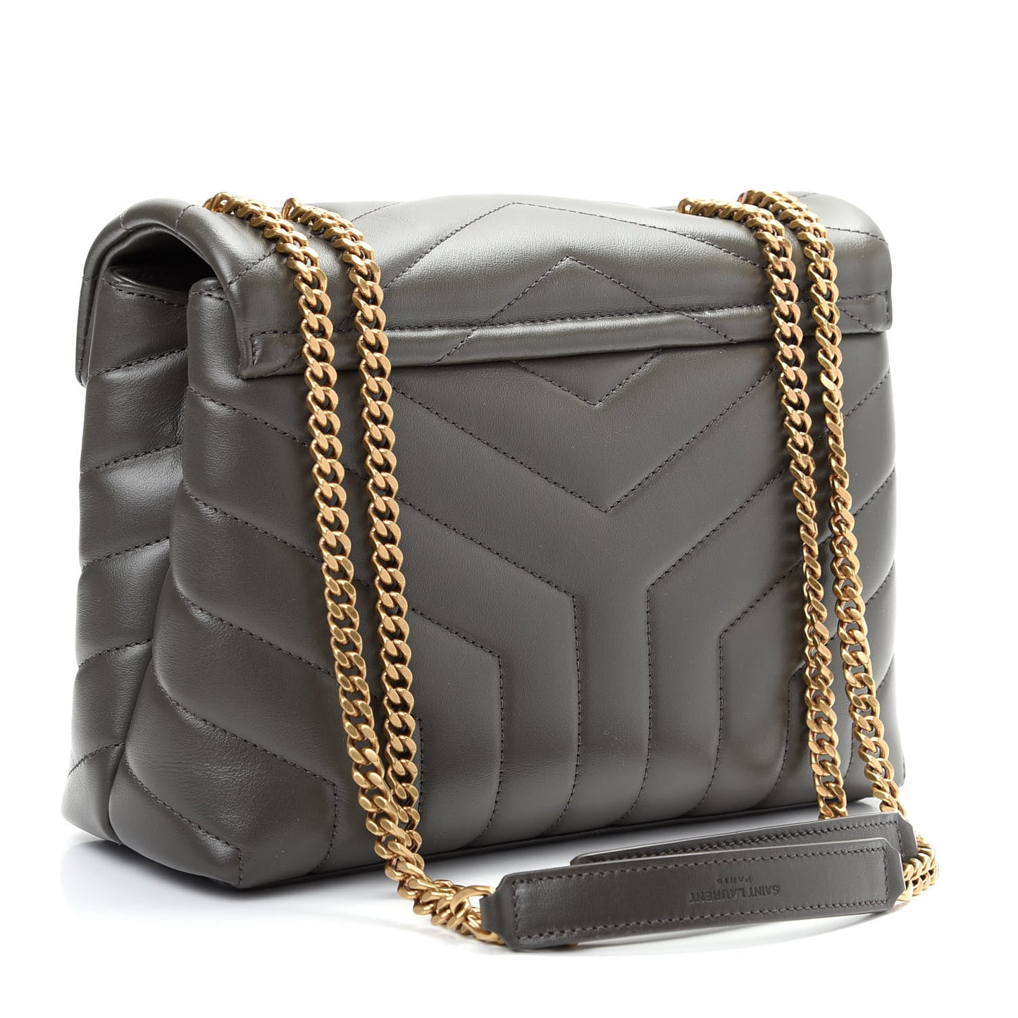 Calfskin Y Quilted Monogram Small Loulou Chain Satchel Pebble