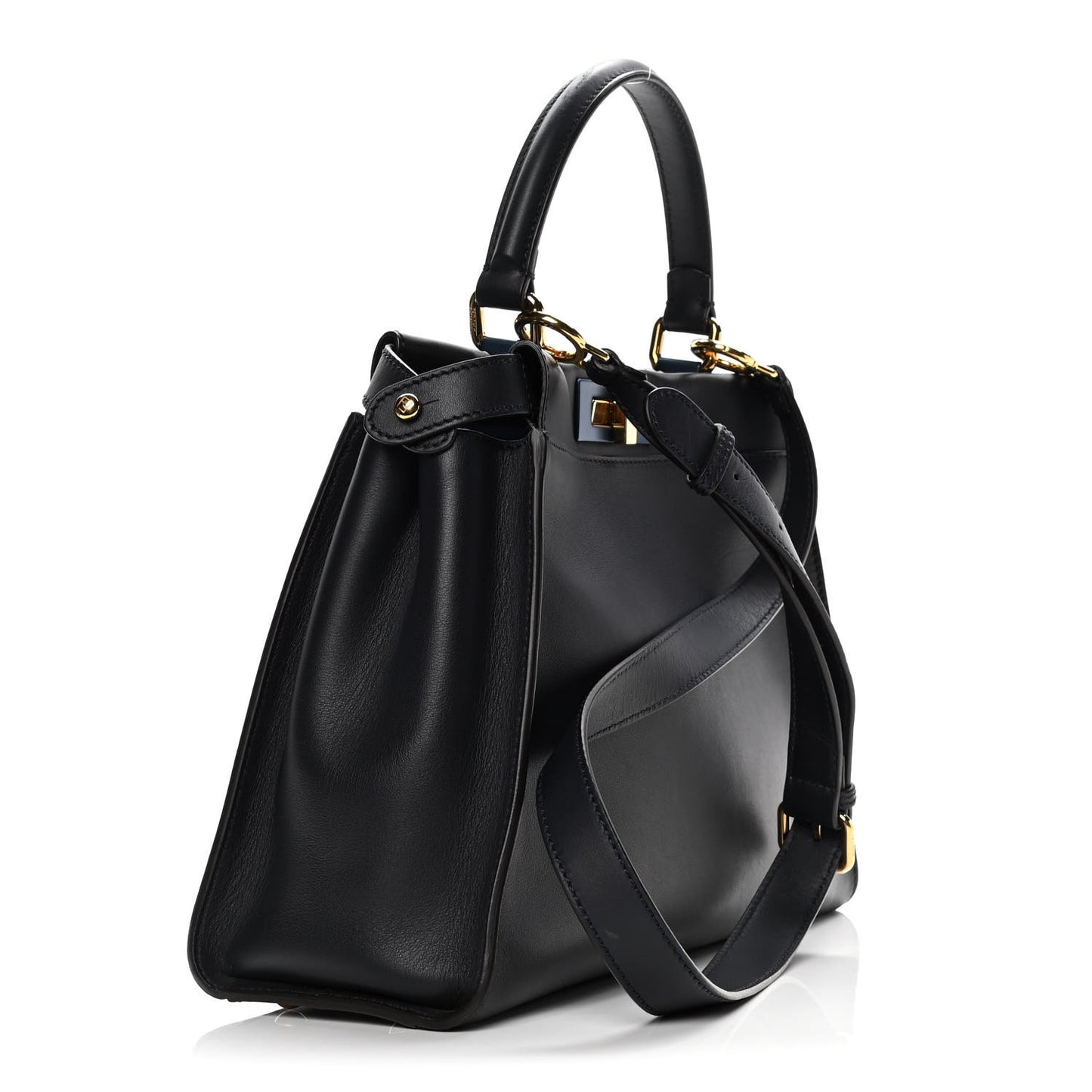 Vitello Seta Shiny Nappa Medium Peekaboo Iconic Satchel Blue Notte Turchese
