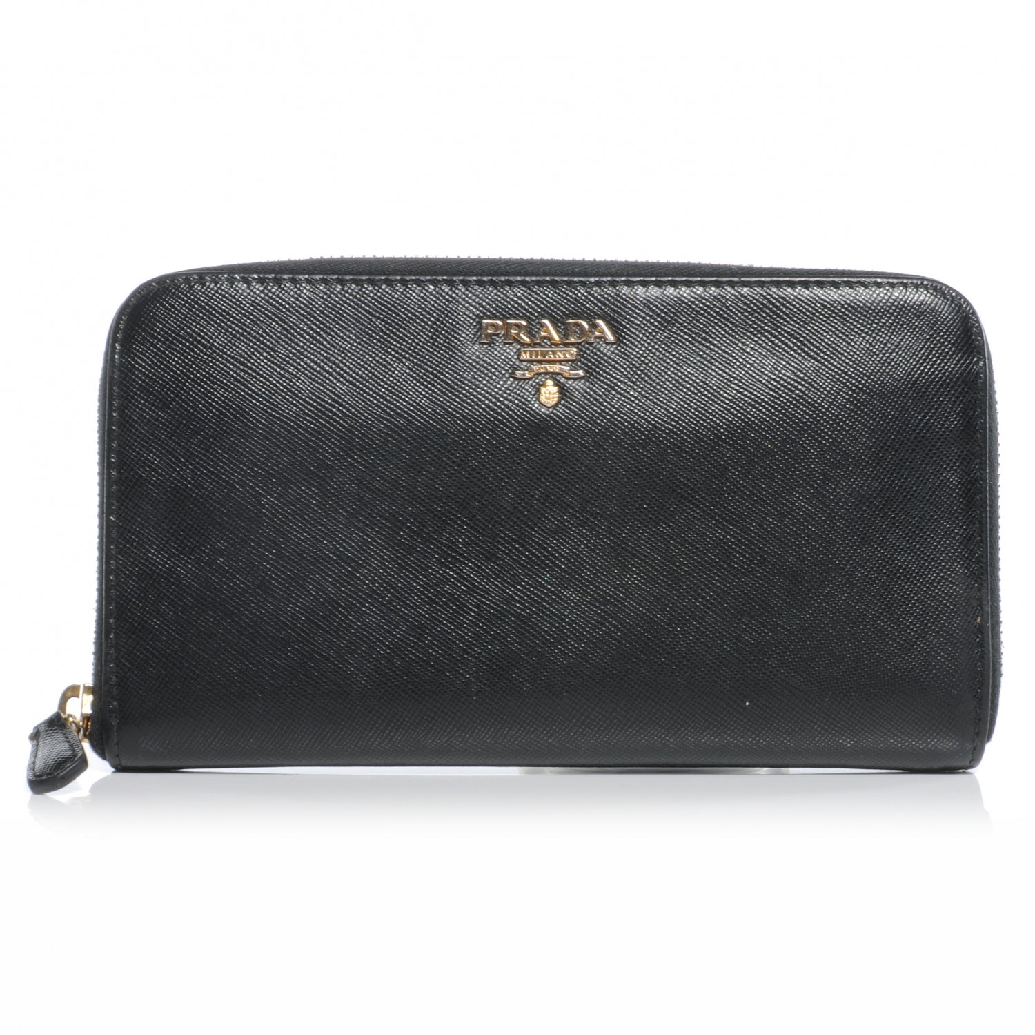 Prada Saffiano Zip Around Wallet Nero Black 1 of 10