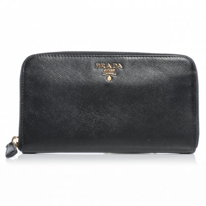 Prada Saffiano Zip Around Wallet Nero Black 1 of 10