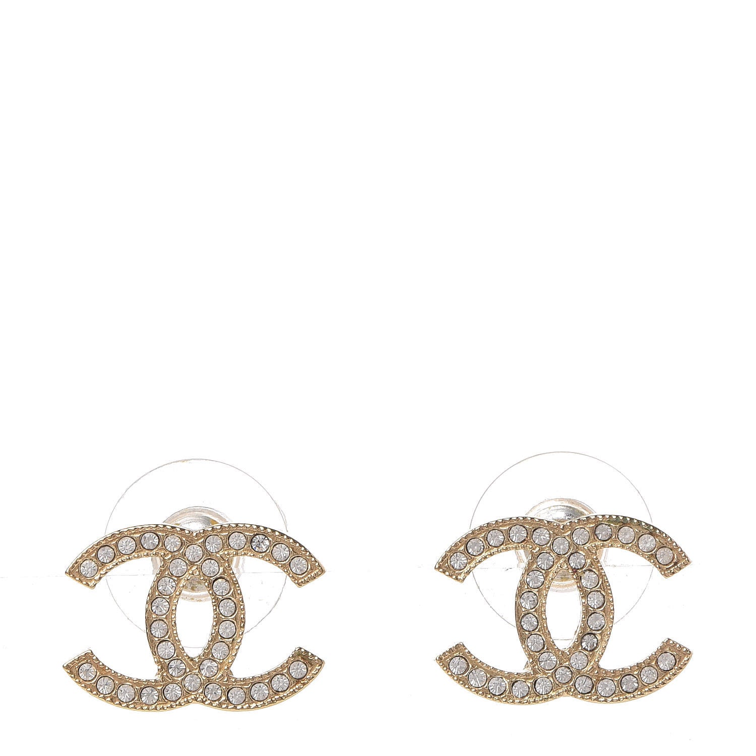 Chanel Crystal CC Earrings Gold 1 of 5