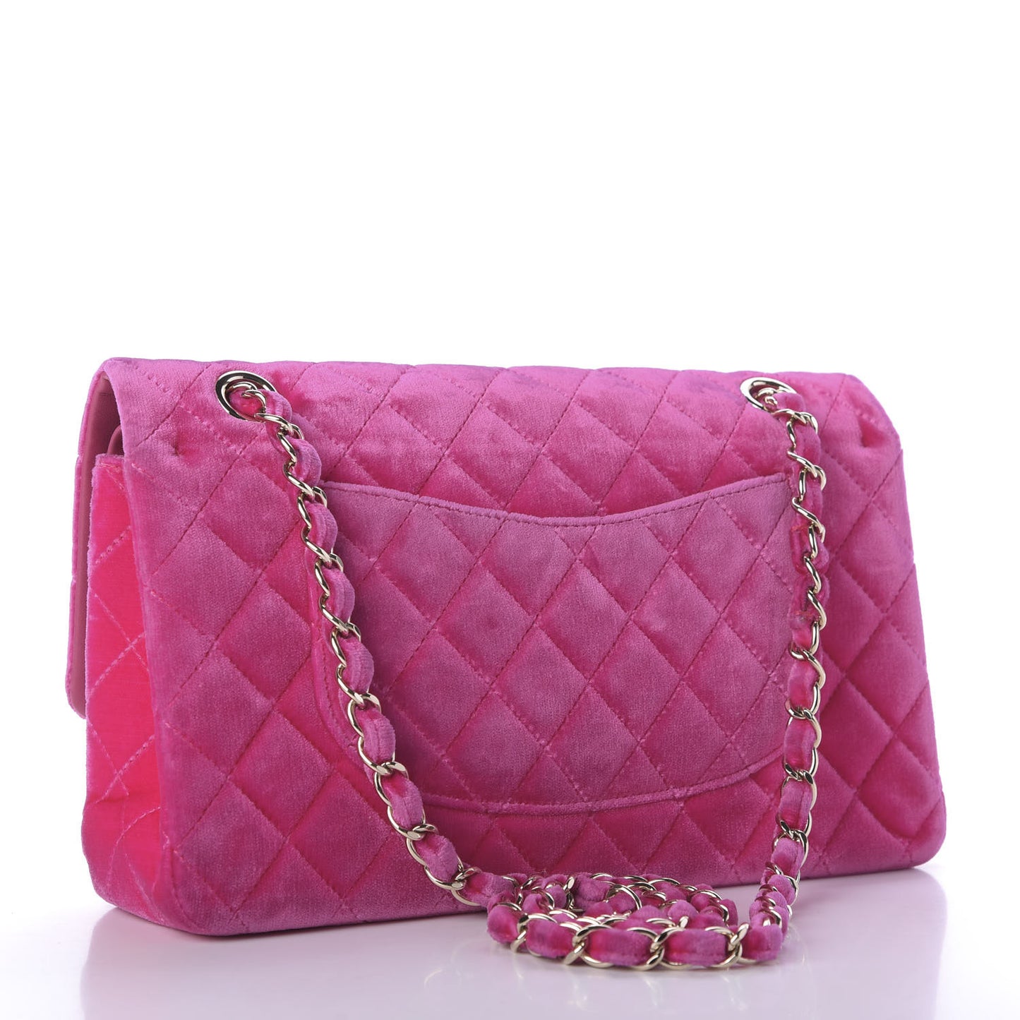 Velvet Quilted Medium Double Flap Pink