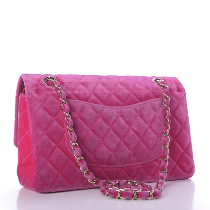 Chanel Velvet Quilted Medium Double Flap Pink 3 of 9