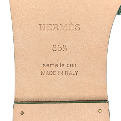 Hermes Epsom Oran Sandals 36.5 Vert Cactus 6 of 9