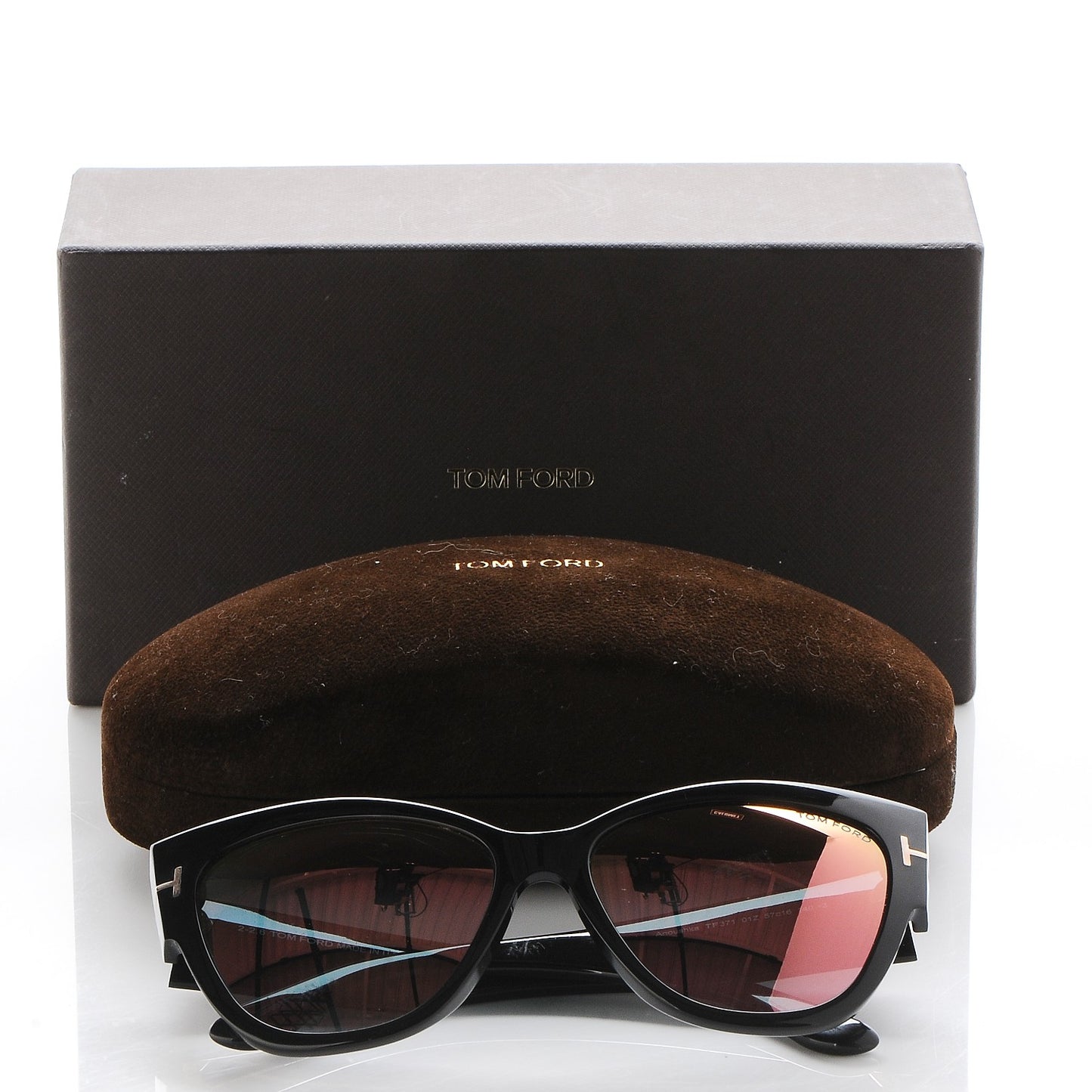 Acetate Anoushka Cat Eye Sunglasses TF371 Black