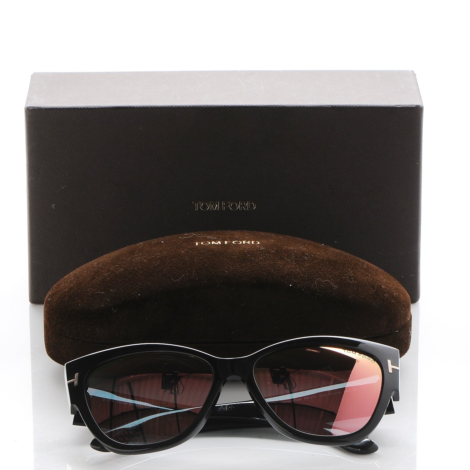 Tom Ford Acetate Anoushka Cat Eye Sunglasses TF371 Black 9 of 9