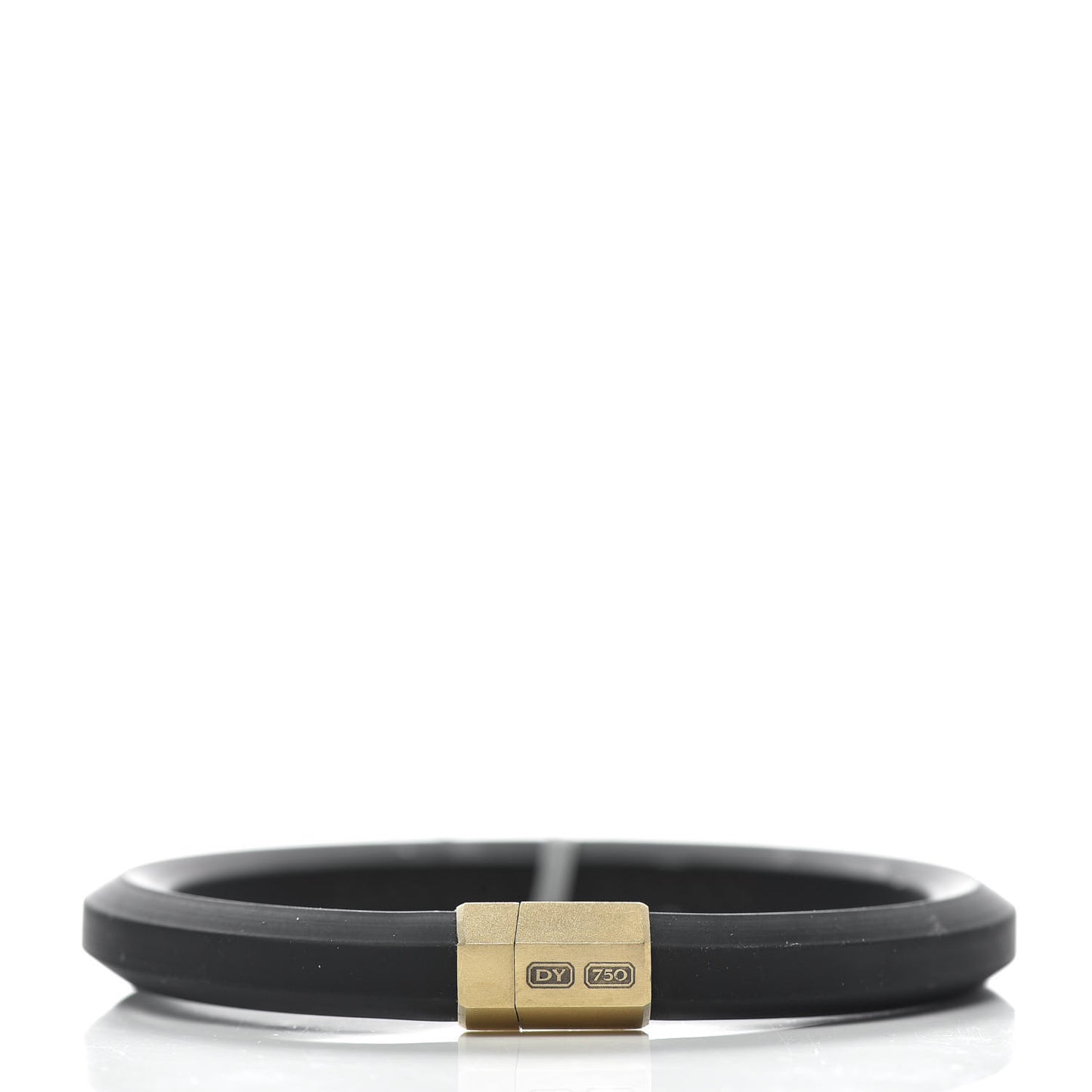 18K Yellow Gold Rubber Mens 10.5mm Hex Bracelet M Black