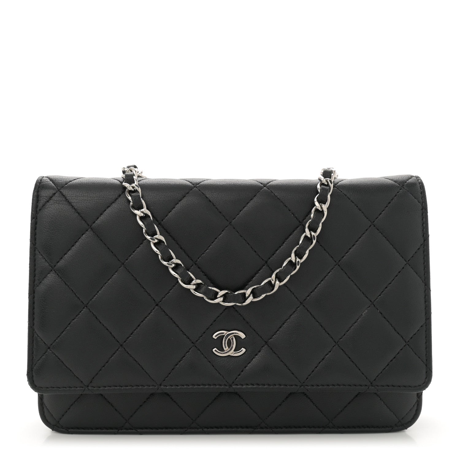 Chanel Lambskin Quilted Wallet On Chain WOC Black 1 of 14